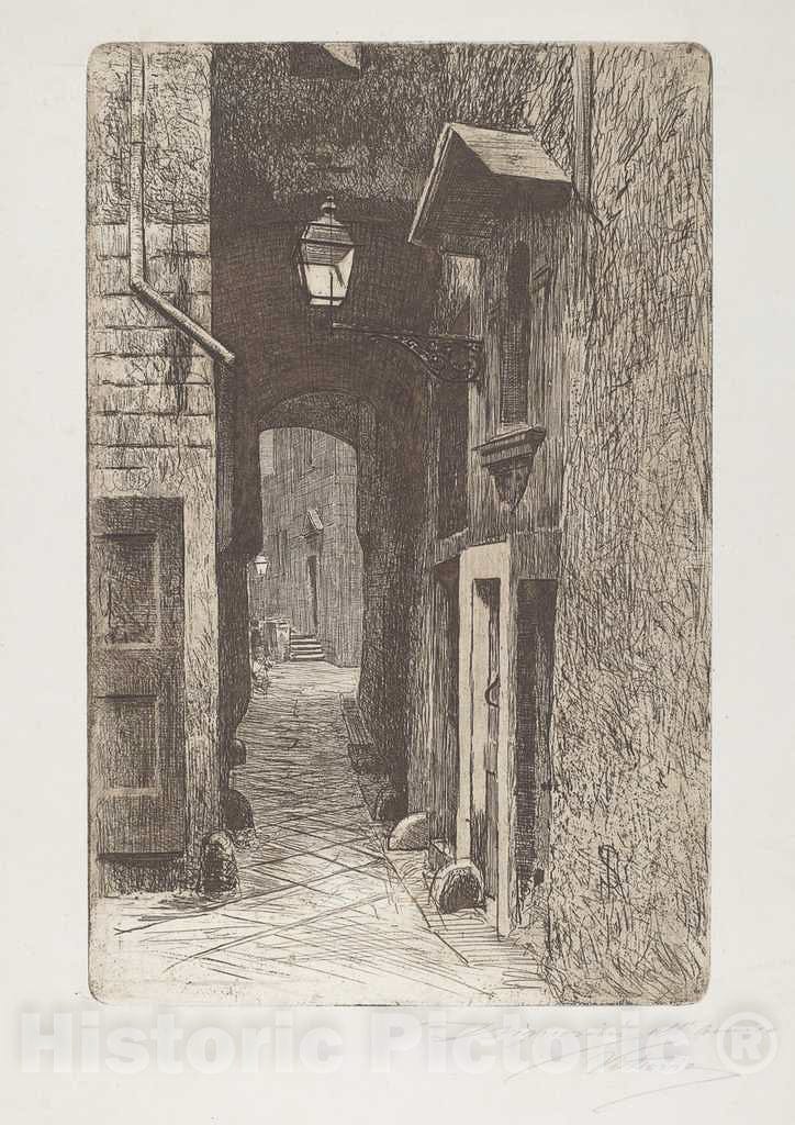 Art Print : Telemaco Signorini, Via de' Cavalieri, 1886 - Vintage Wall Art