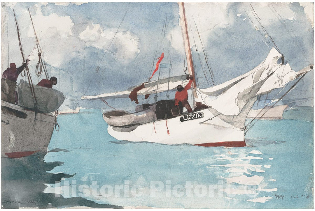 Art Print : Winslow Homer - Fishing Boats, Key West : Vintage Wall Art