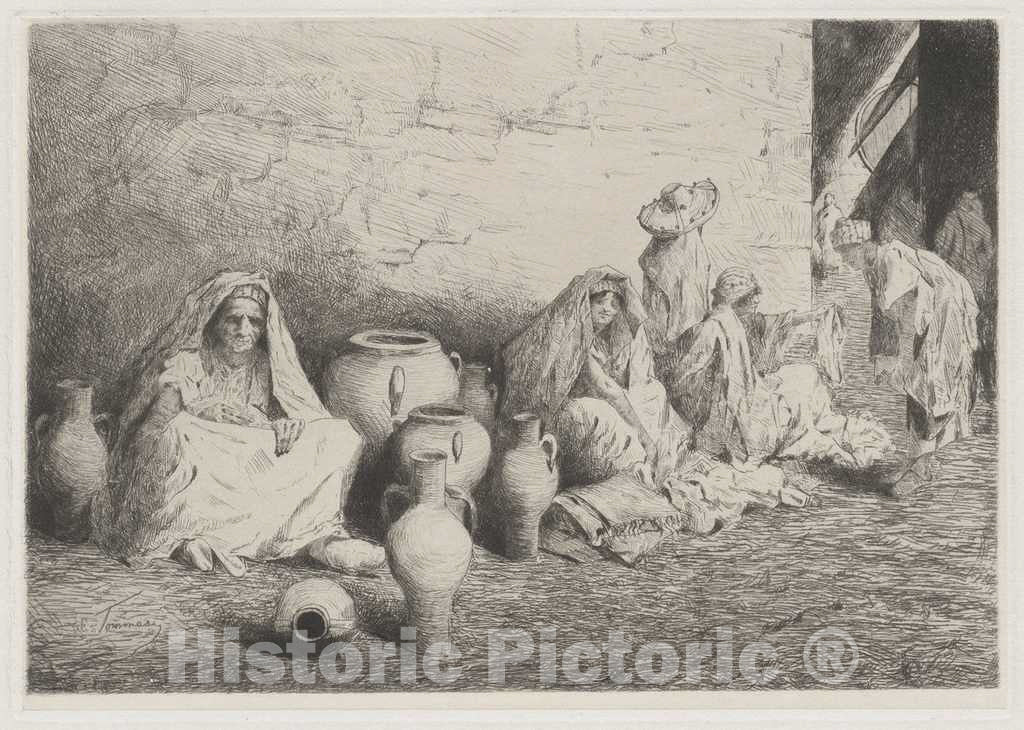 Art Print : Tommasi, Market in Tangiers [Mercato di Tangeri], c. 1880 - Vintage Wall Art