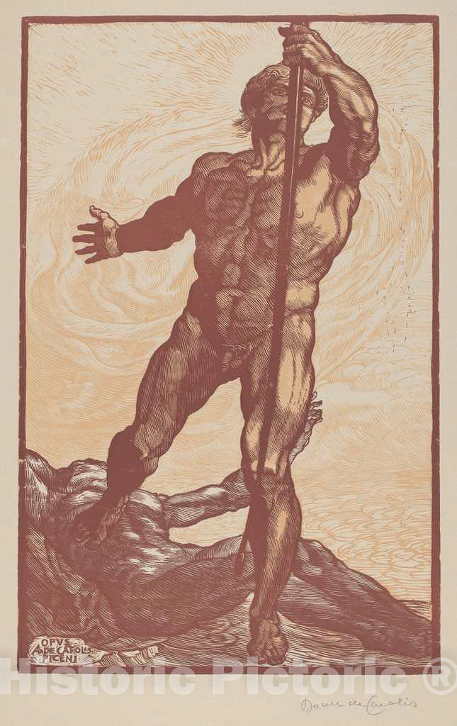 Art Print : Adolfo De Carolis, The Archer [L'Arciere], 1917 - Vintage Wall Art