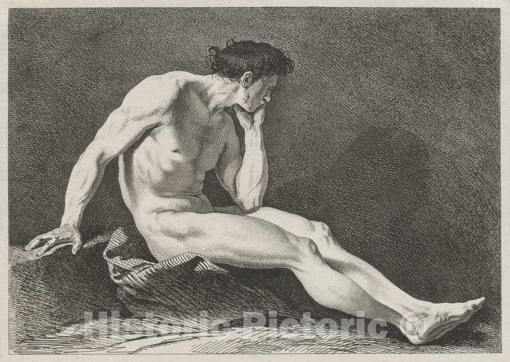 Art Print : Carle Van Loo, Seated Man with Head in Hand, c. 1743 - Vintage Wall Art
