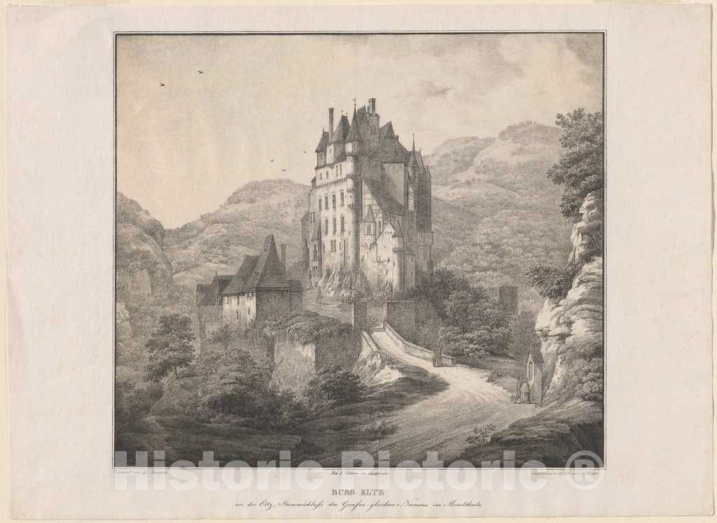 Art Print : Allesson, After Quaglio, Burg Eltz, c. 1822 - Vintage Wall Art