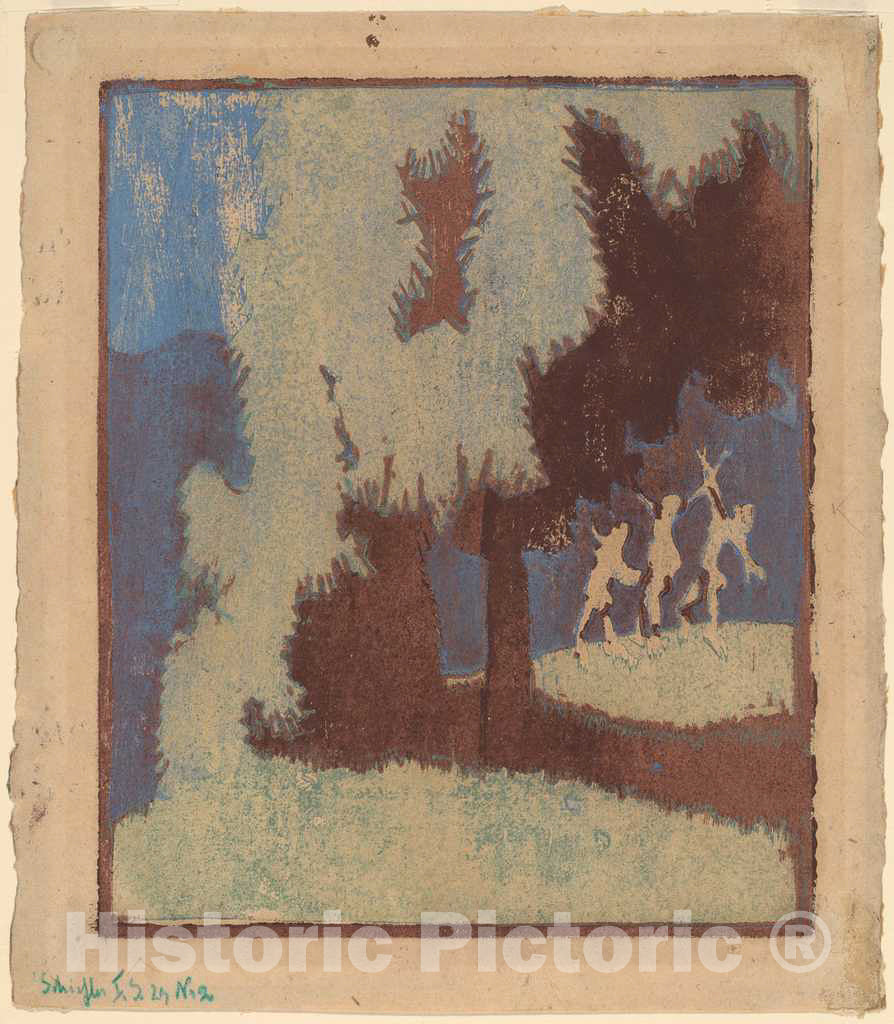 Art Print : Ernst Ludwig Kirchner, Chestnut Trees in Moonlight, 1904 - Vintage Wall Art