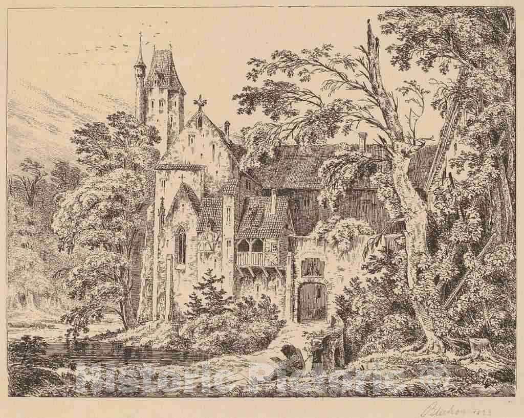 Art Print : Carl Blechen, The Monastery in The Forest, 1823 - Vintage Wall Art