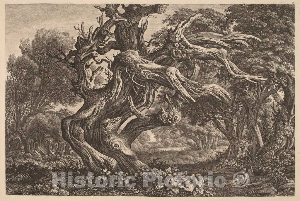 Art Print : Carl Wilhelm Kolbe, A Dead Oak Tree, c. 1830 - Vintage Wall Art