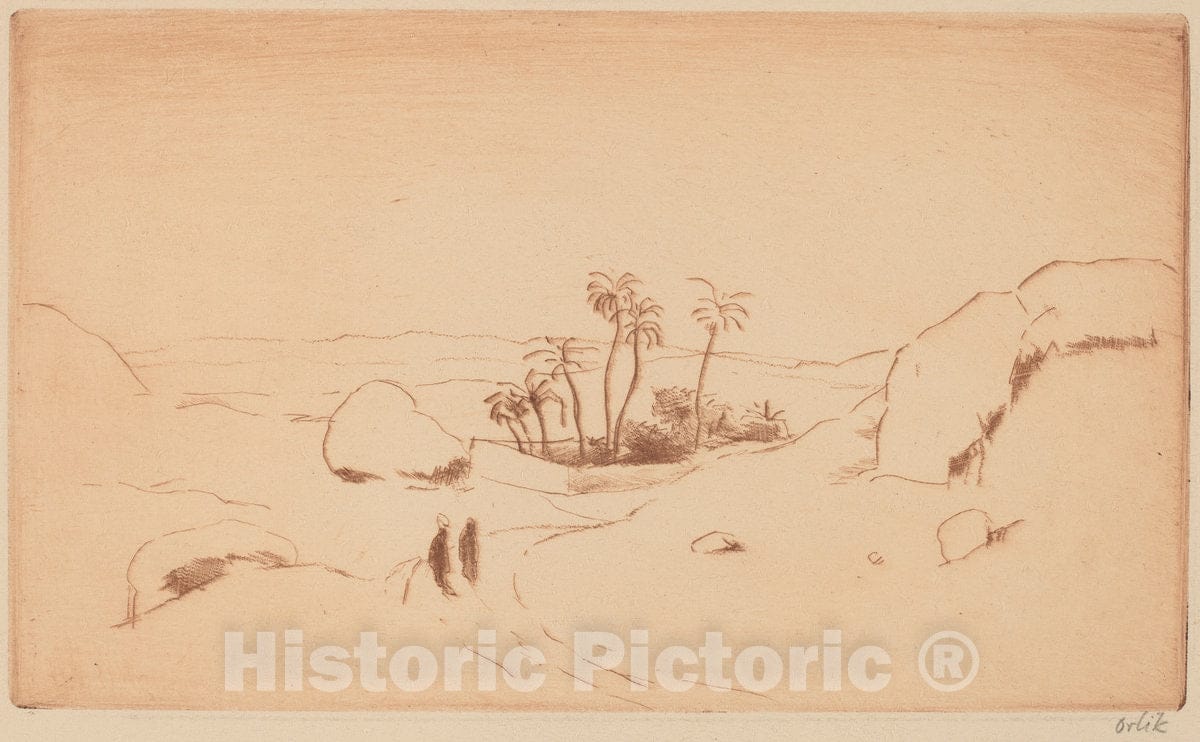 Art Print : Emil Orlik, Oasis in The Desert, c.1913 - Vintage Wall Art