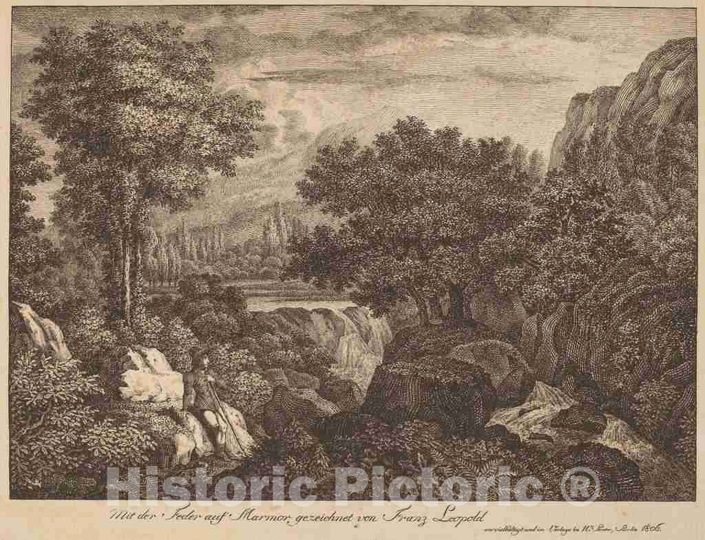 Art Print : Franz Joseph Leopold, Resting Travelers in a Mountainous Landscape, 1806 - Vintage Wall Art