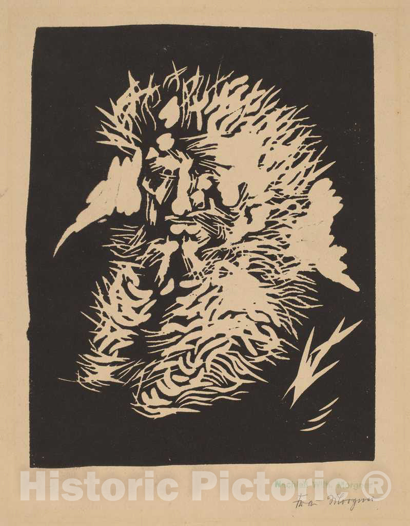 Art Print : Wilhelm Morgner, BÃ¤rtiger Mann, 1912 - Vintage Wall Art