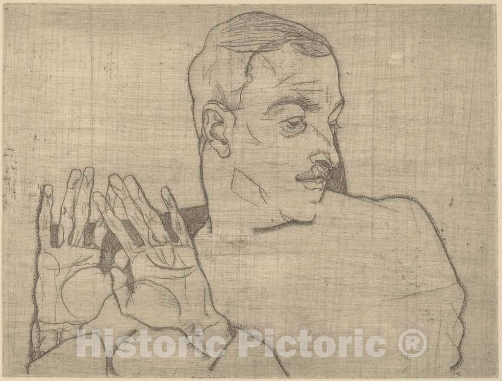 Art Print : Egon Schiele, Portrait of Arthur Roessler, 1914 - Vintage Wall Art