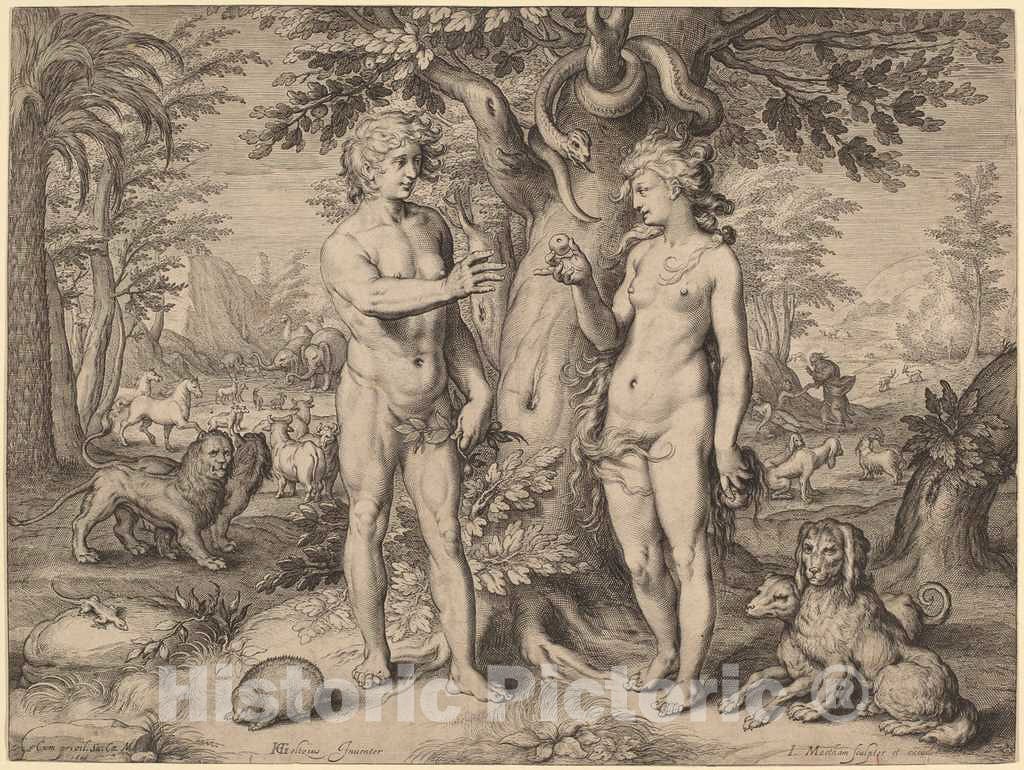Art Print : Matham, After Hendrik Goltzius, The Fall of Man, 1606 - Vintage Wall Art