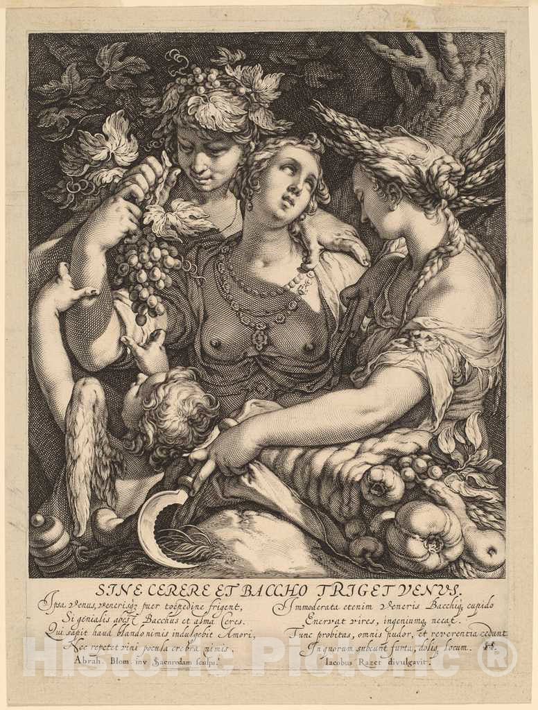 Art Print : Saenredam, After Bloemaert, Sine Cerere et Baccho Friget Venus - Vintage Wall Art