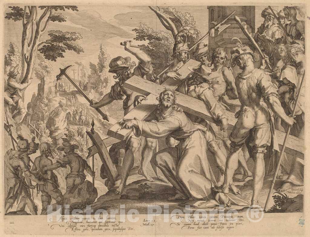 Art Print : Swanenburgh, After Wtewael, Christ Carrying The Cross, 1606 - Vintage Wall Art