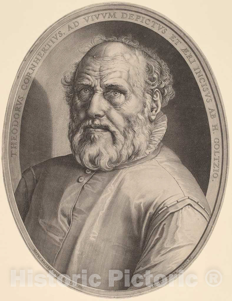 Art Print : Hendrik Goltzius, Portrait of Dirck Volckertcz. Coornhert, 1591 - Vintage Wall Art