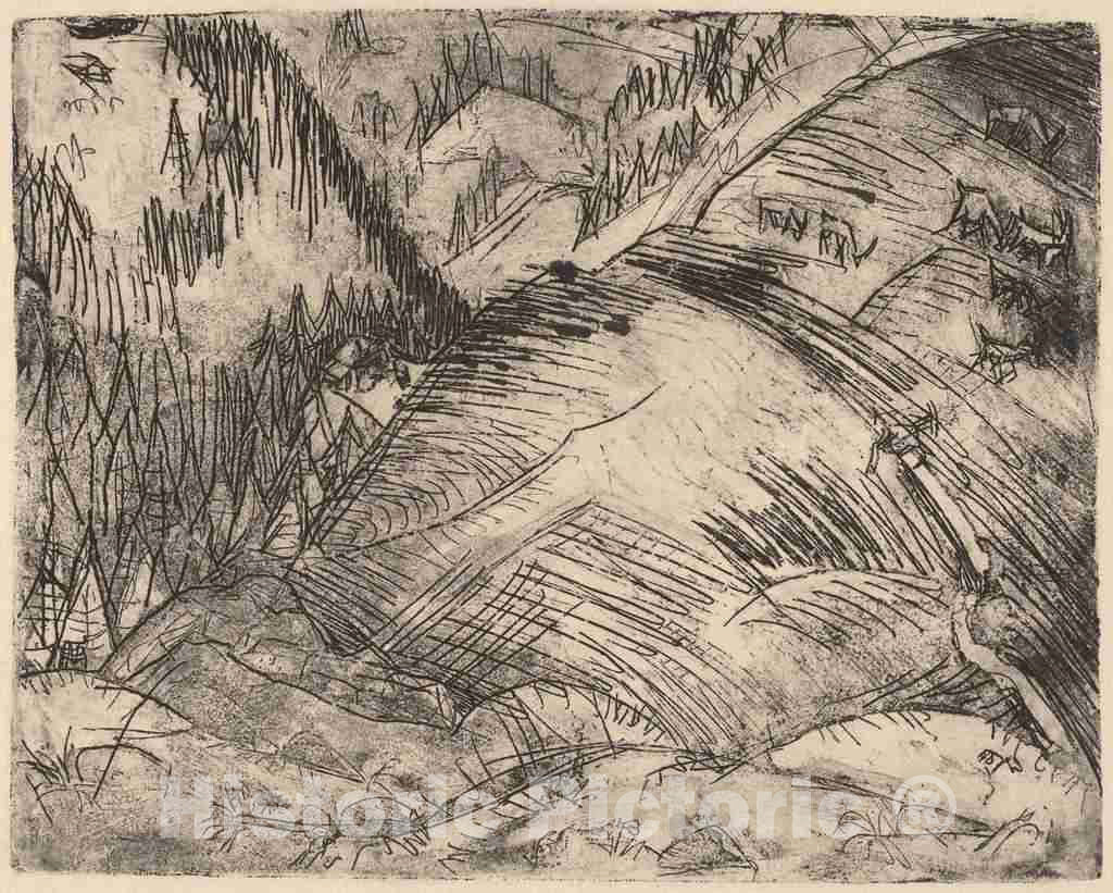 Art Print : Ernst Ludwig Kirchner, Mountain Slope with Goats, 1920 - Vintage Wall Art