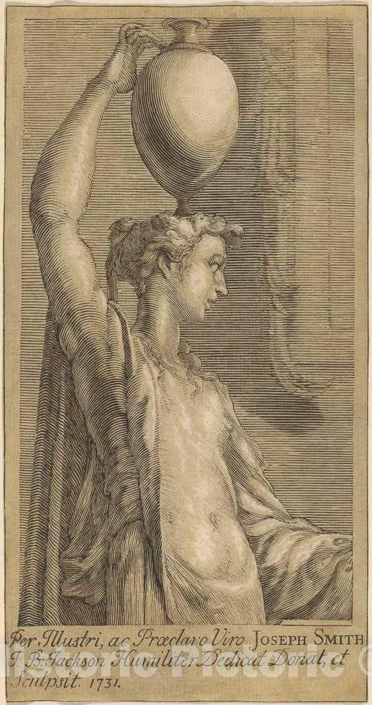 Art Print : Jackson, After Parmigianino, Woman Standing Holding a Jar on The Head, 1731 - Vintage Wall Art