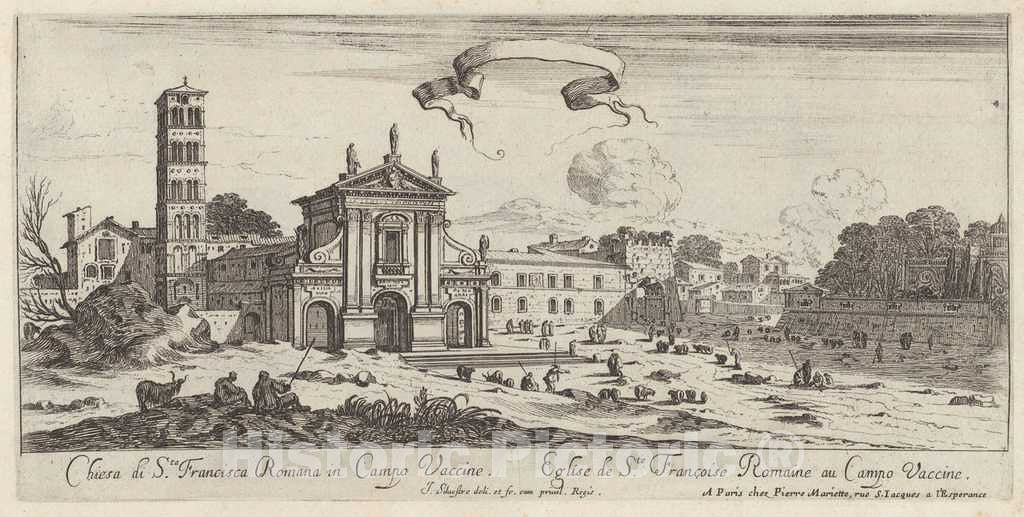 Art Print : IsraÃ«l Silvestre, Chiesa di Sta Francisca Romana in Campo Vaccine, 1640-1660 - Vintage Wall Art