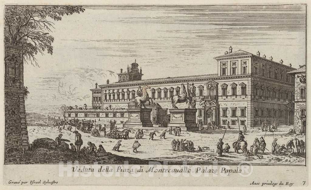 Art Print : IsraÃ«l Silvestre, Veduta Della Piaza di Montecavallo, 1640-1660 - Vintage Wall Art