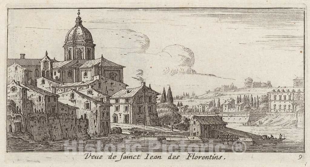 Art Print : IsraÃ«l Silvestre, Veue de sainct Jean des Florentins, 1640-1660 - Vintage Wall Art