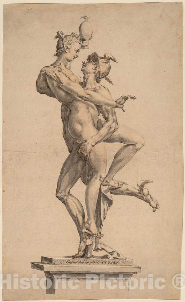 Art Print : Michael I, After Jan Muller, Mercury Abducting Psyche, 1652 - Vintage Wall Art