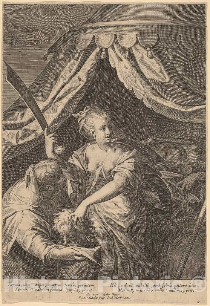Art Print : Sadeler II, After Hans von Aachen, Judith with The Head of Holofernes - Vintage Wall Art