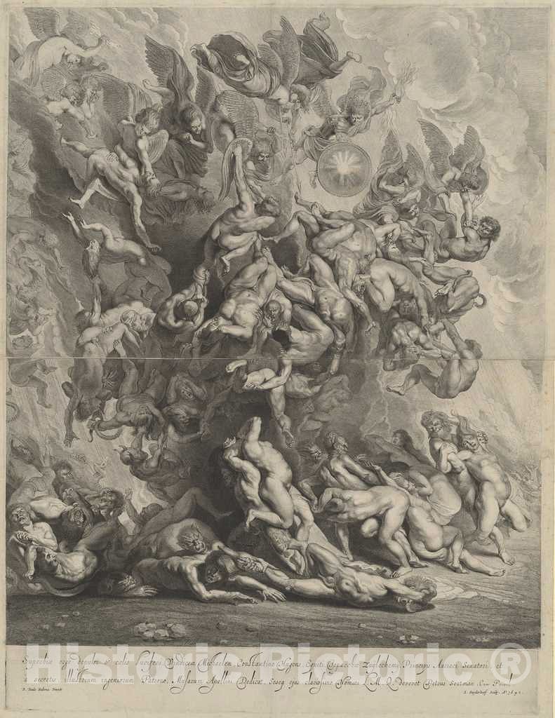Art Print : Suyderhoff, After Rubens, Fall of The Damned, 1642 - Vintage Wall Art