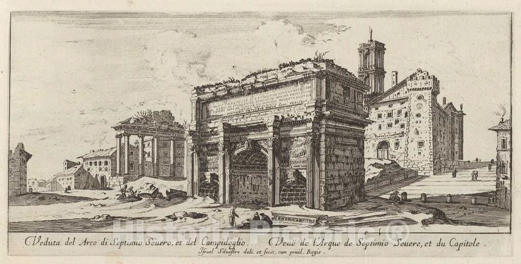 Art Print : IsraÃ«l Silvestre, Veduta del Arco di Septimio Severo, et del Campidoglio, 1640-1660 - Vintage Wall Art