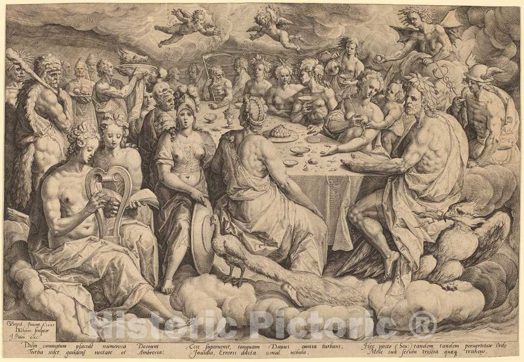Art Print : Gheyn II, After Van den Broecke, Banquet of The Gods at The Wedding of Peleus and Thetis, 1589 - Vintage Wall Art
