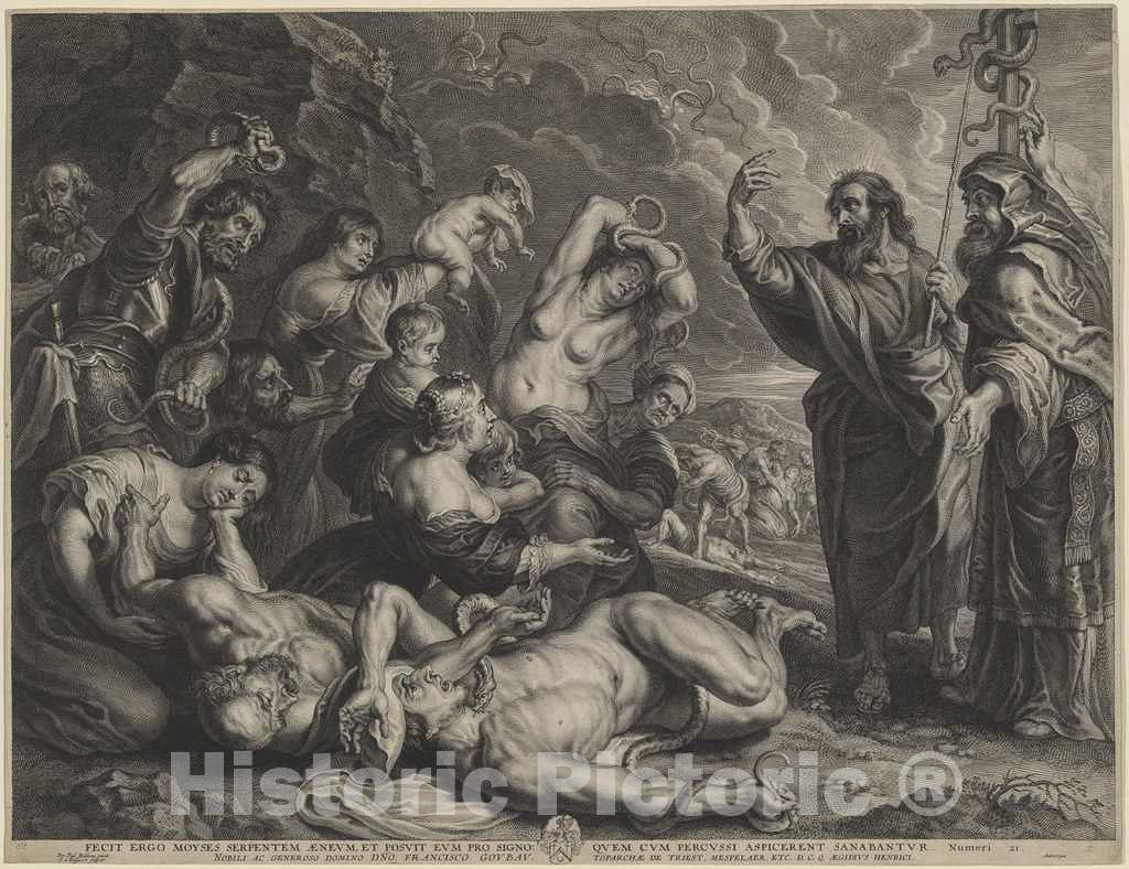 Art Print : Bolswert, After Rubens, Moses and The Brazen Serpent, 1580-1633 - Vintage Wall Art