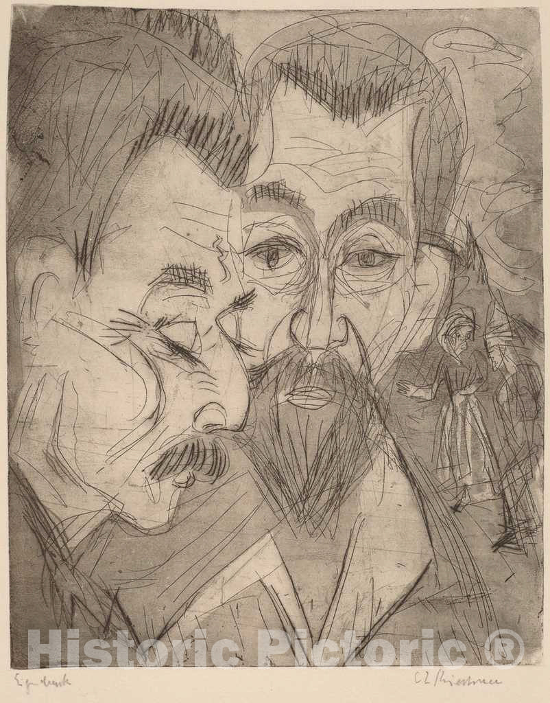 Art Print : Ernst Ludwig Kirchner, Two Peasant Heads, 1920 - Vintage Wall Art