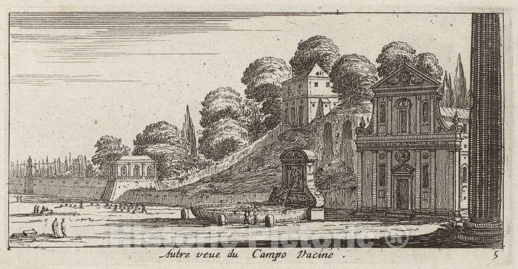 Art Print : IsraÃ«l Silvestre, Autre veue du Campo Vacine, 1640-1660 - Vintage Wall Art