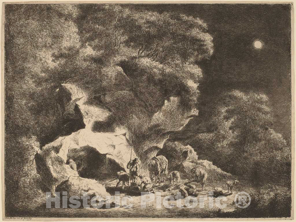 Art Print : Friedrich MÃ¼ller, A Night Robbery, 1769 - Vintage Wall Art