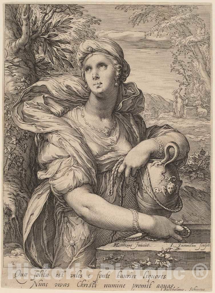Art Print : Saenredam, After Goltzius, Samarian Woman at The Well - Vintage Wall Art