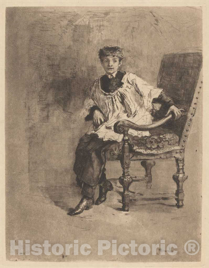 Art Print : MosÃ¨ Bianchi, Seated Acolyte, c. 1872 - Vintage Wall Art