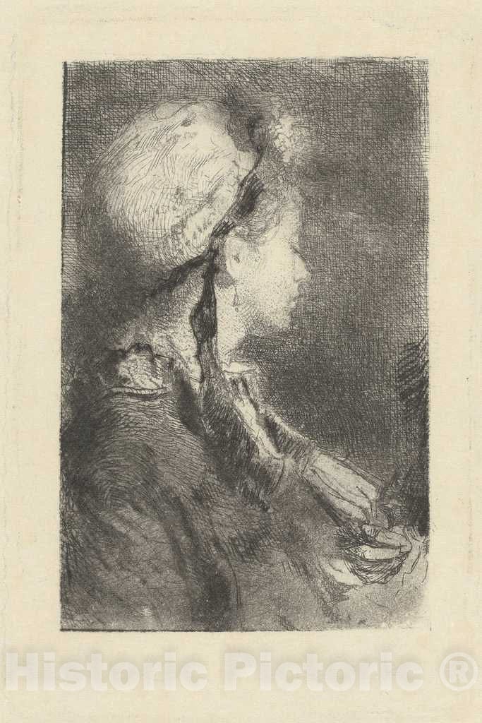 Art Print : MosÃ¨ Bianchi, The Artist's Wife in Profile Facing Right, c. 1880 - Vintage Wall Art