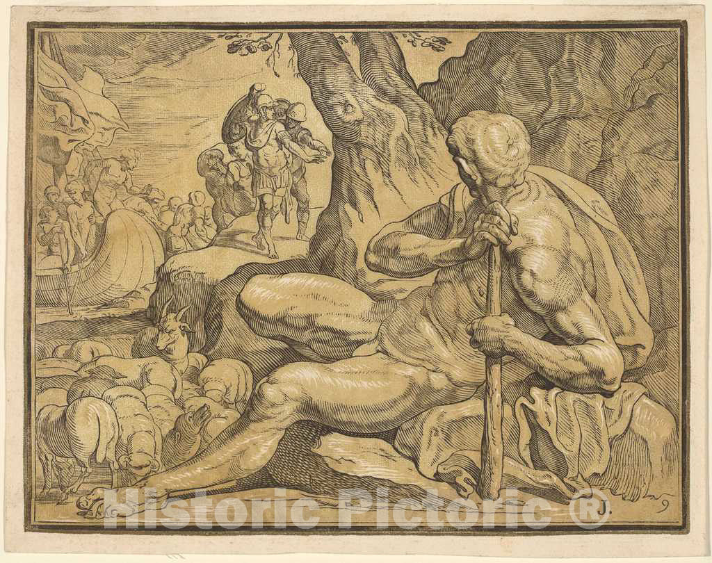 Art Print : Jackson, After Primaticcio, Ulysses and Polyphemus - Vintage Wall Art