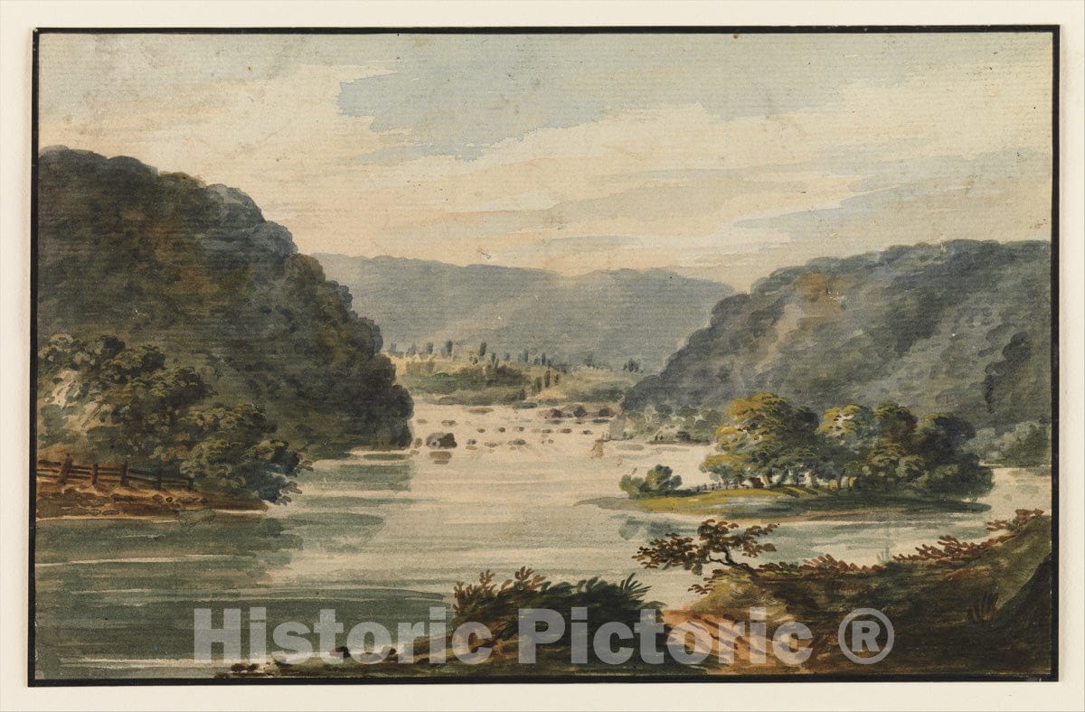 Art Print : Pavel Petrovich Svinin - A View of The Potomac at Harpers Ferry : Vintage Wall Art