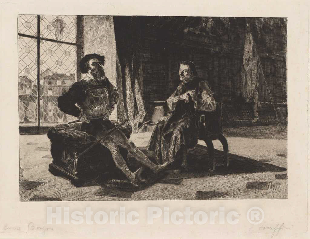 Art Print : Federico Faruffini, Cesare Borgia and Machiavelli, 1866 - Vintage Wall Art