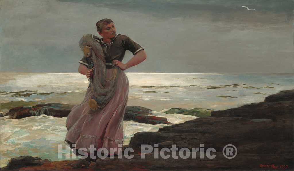 Art Print : Winslow Homer, A Light on The Sea, 1897 - Vintage Wall Art