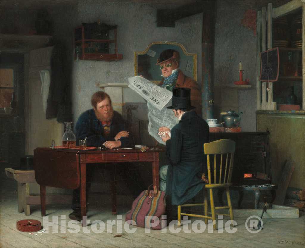 Art Print : Richard Caton Woodville, Waiting for The Stage, 1851 - Vintage Wall Art