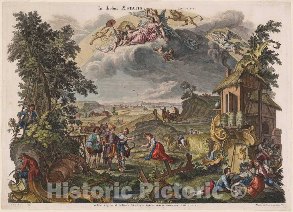 Art Print : Klauber, After Baumgartner, Summer, mid 18th Century - Vintage Wall Art