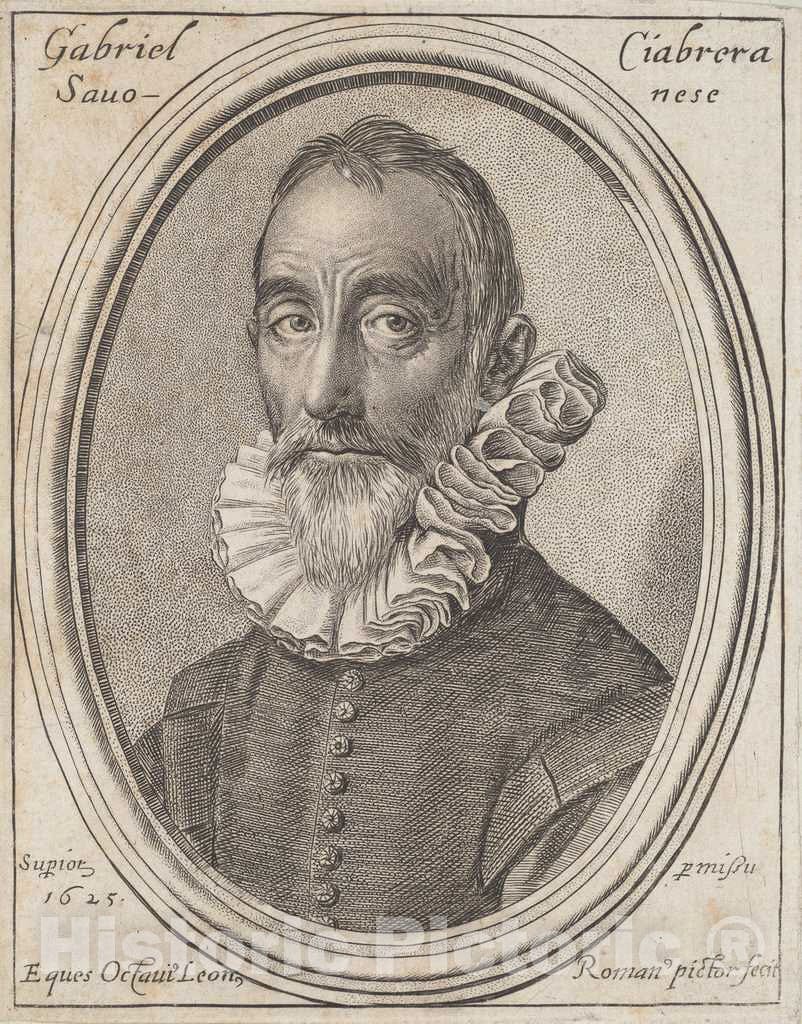 Art Print : Ottavio Leoni, Gabriello Chiabrera, 1625 - Vintage Wall Art