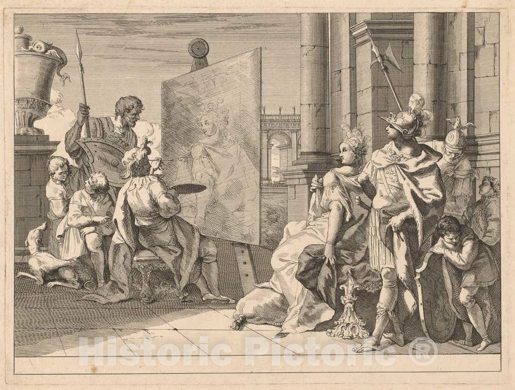 Art Print : Francesco Fontebasso, Alexander The Great and Campaspe in The Studio of Apelles, 1744 - Vintage Wall Art