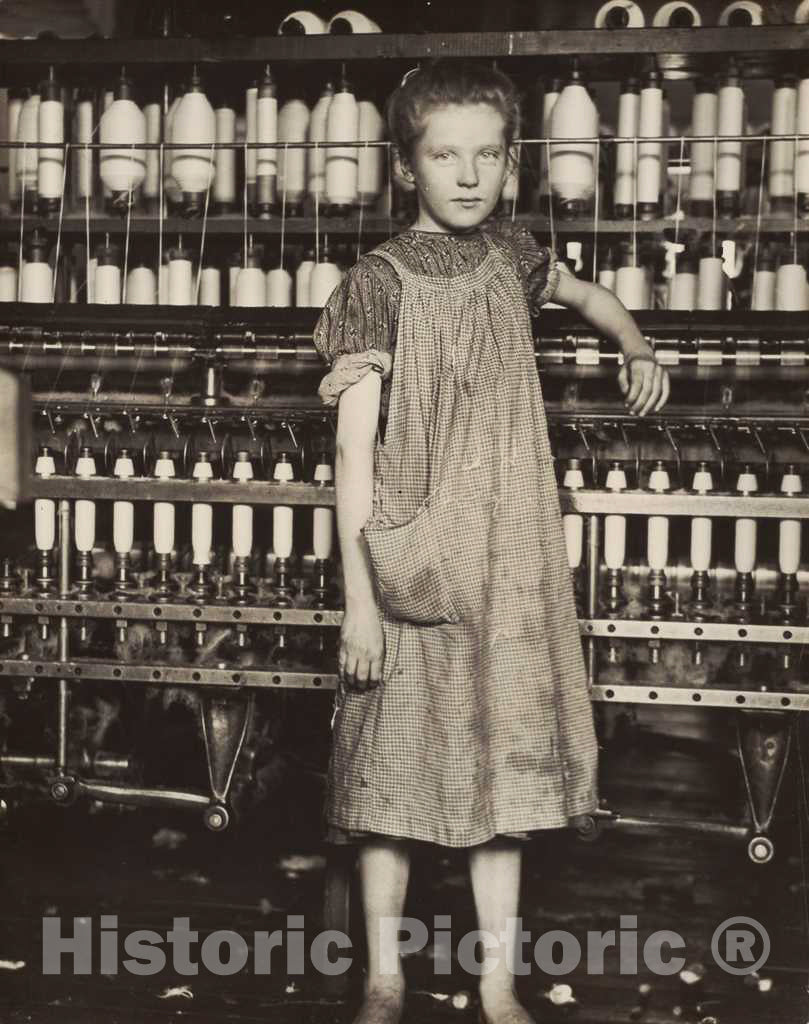 Art Print : Lewis Hine, Addie Card, 12 Years Old. Spinner in Cotton Mill, North Pownal, Vermont, 1910 - Vintage Wall Art