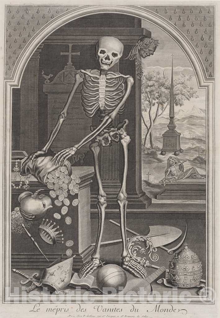 Art Print : Death with Worldly Vanities, c.1710 - Vintage Wall Art