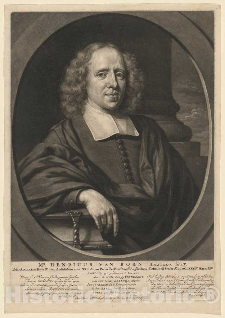 Art Print : Blooteling, After Nicolaes Maes, Mr. Henricus Van Born, c. 1685 - Vintage Wall Art