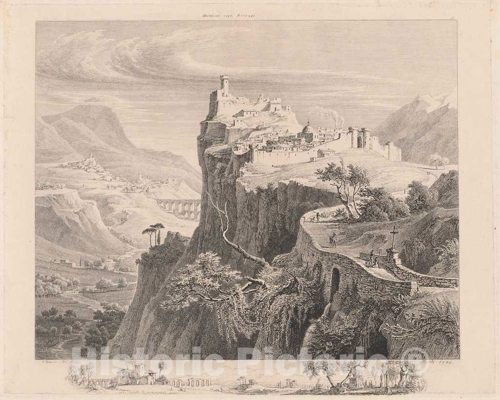 Art Print : Georg Heinrich Busse, Ovindoli negli Abruzzi, 1843 - Vintage Wall Art