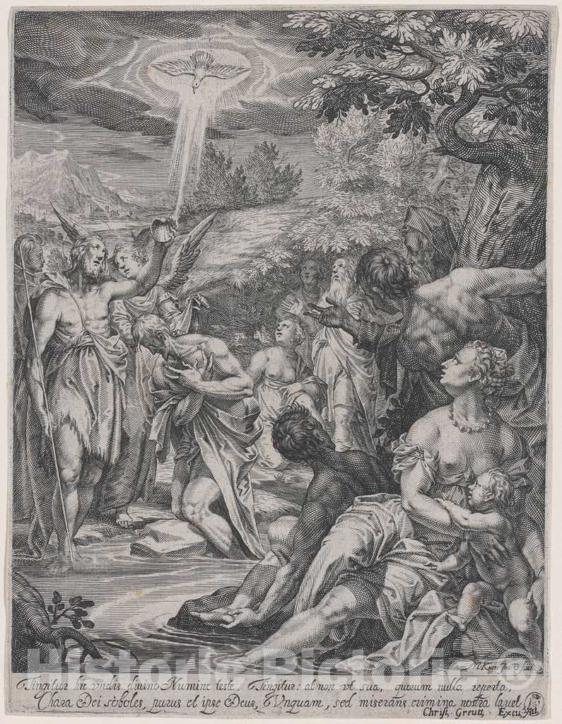 Art Print : Johann Matthias Kager, The Baptism of Christ, c. 1610? - Vintage Wall Art