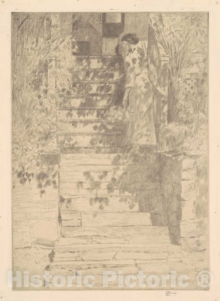 Art Print : Childe Hassam, The Steps, 1915 - Vintage Wall Art