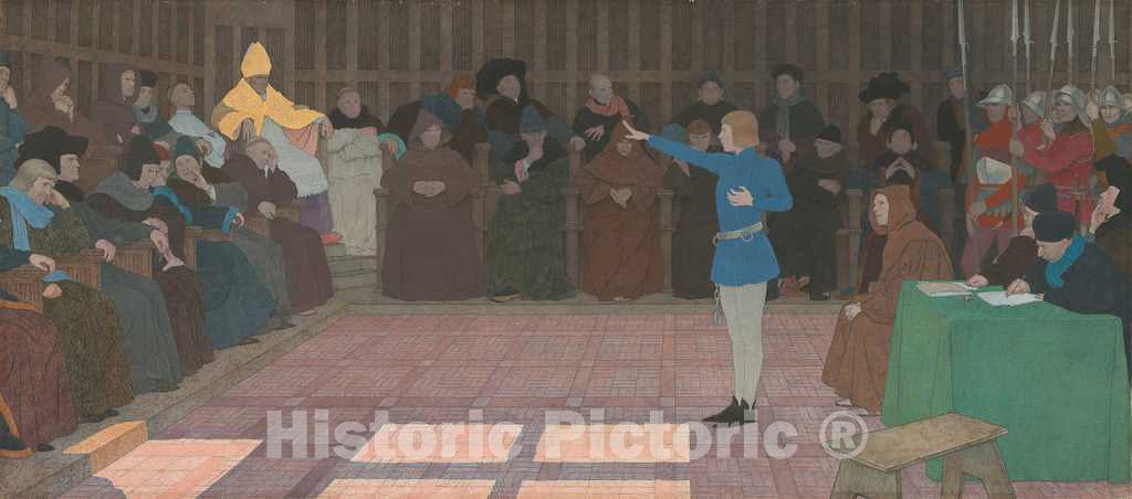 Art Print : Louis Maurice Boutet de Monvel, The Trial of Joan of Arc (Joan of Arc Series: VI), c. Late 1909-1910 - Vintage Wall Art