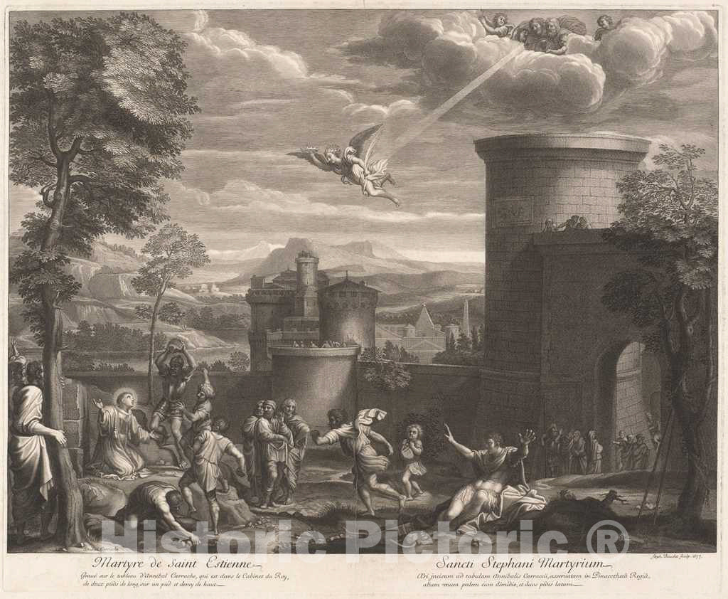 Art Print : Baudet, After Annibale Carracci, Martyre de Saint Estienne (The Martyrdom of Saint Sebastian), 1677 - Vintage Wall Art
